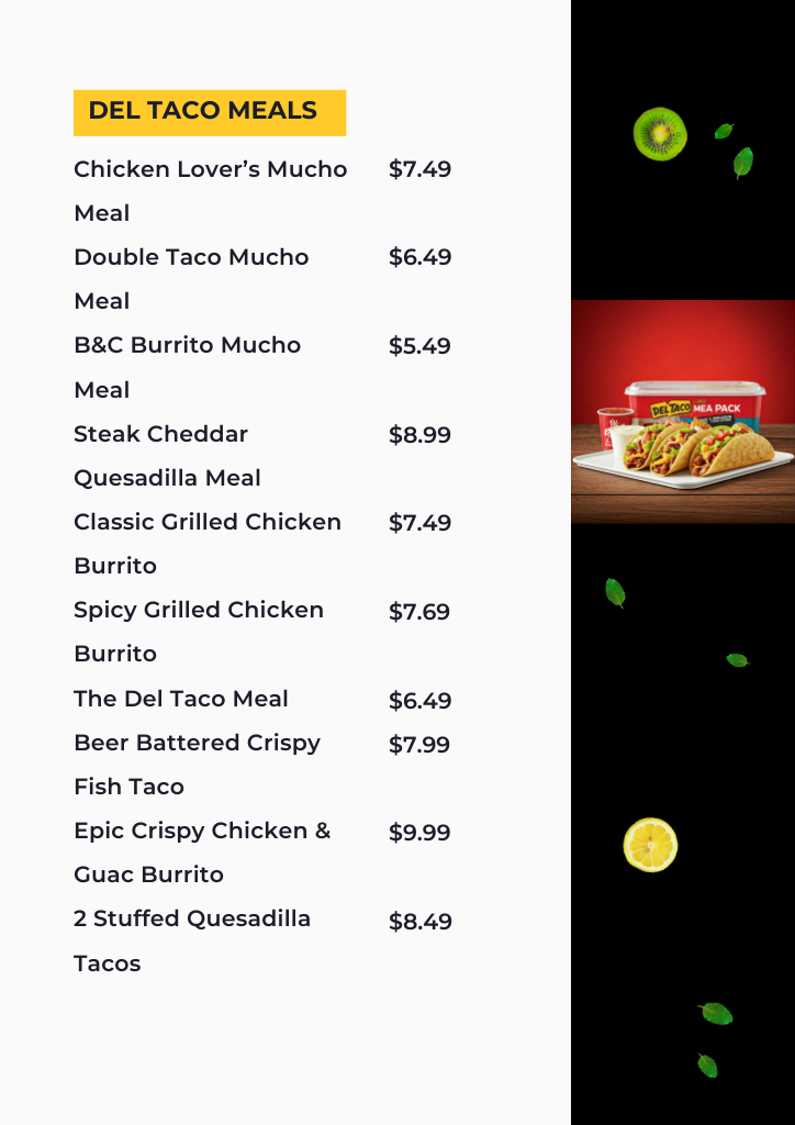 Complete Del Taco Menu with Photos Prices & Specials 2025 4 del taco menu details