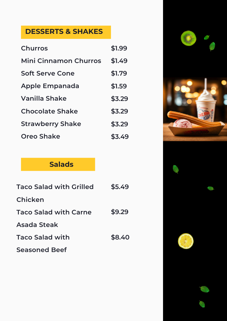 Complete Del Taco Menu with Photos Prices & Specials 2025 8 menu card detail with prices